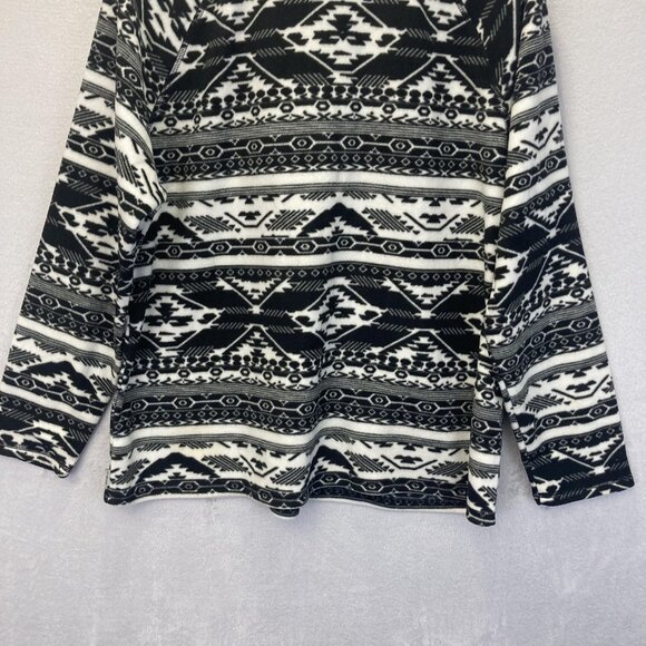 Eddie Bauer Fleece Half Zip Pullover Sweater Womens 2XL Black White Aztec Winter - Picture 14 of 15